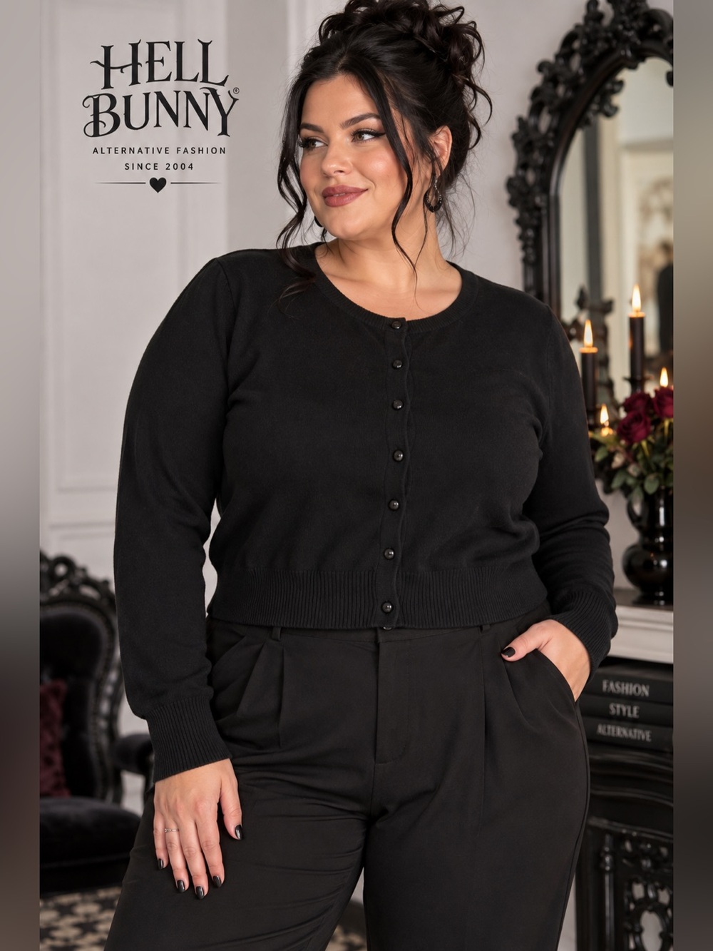Hell Bunny 4XL Black Cardigan — Measures Like 2X/3X Goth